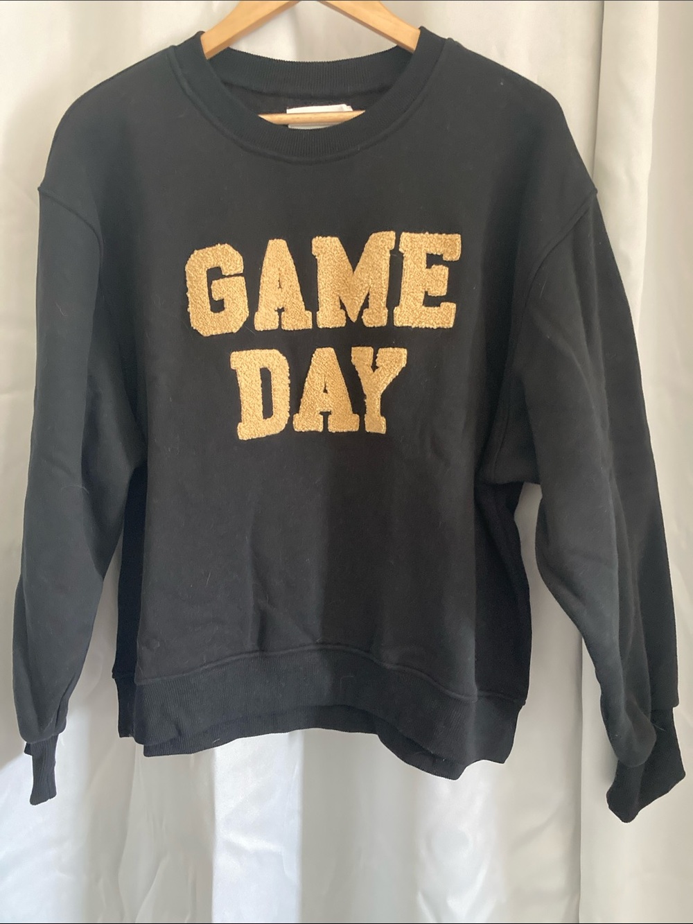 GAME DAY Black Sweatshirt with Gold Lettering